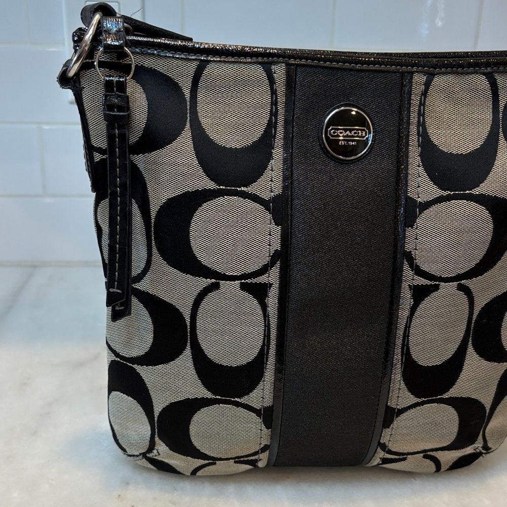 Coach Crossbody Bag Purse Handbag Signature Stripe Swing Pack Messenger Bag - Picture 2 of 16